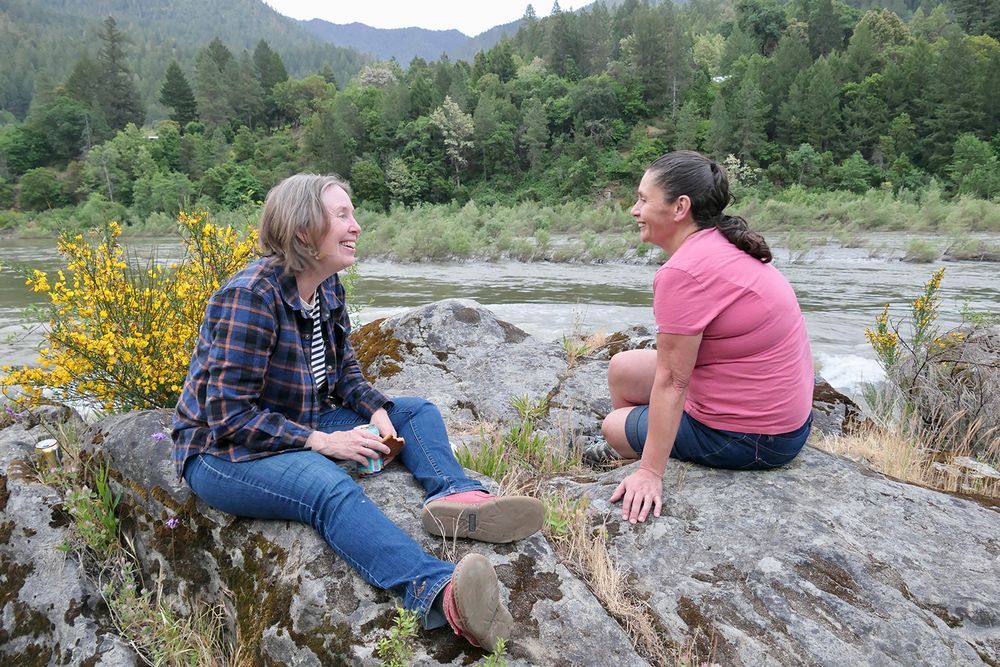 Sibyl Diver along the Klamath River with Robyn Reed of the Hoopa Tribe. | Dan Sarna