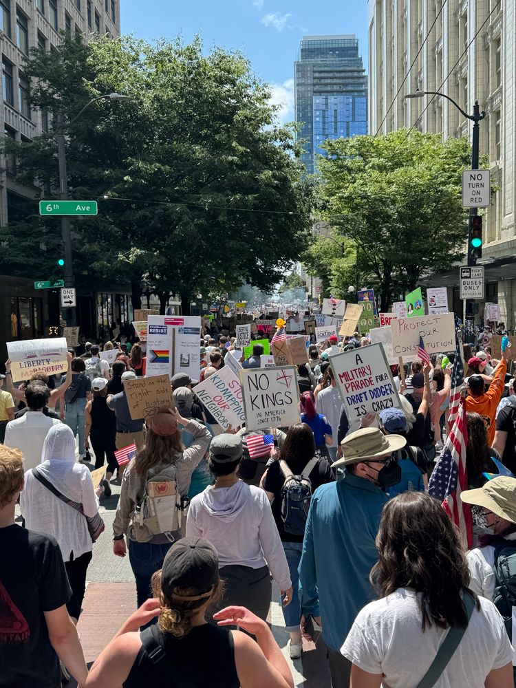 No Kings Day protest march from Cal Anderson to Seattle Center