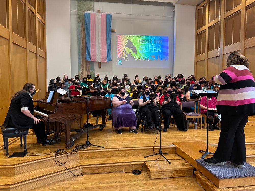 The STANCE choir warming up at University Congressional United Church of Christ.