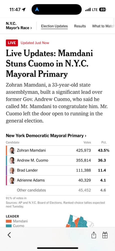 Madami stuns Coumo in mayoral primary upset 