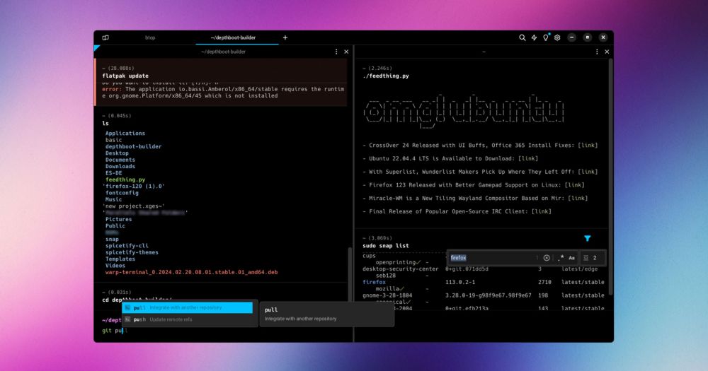 Warp terminal app is now available on Linux