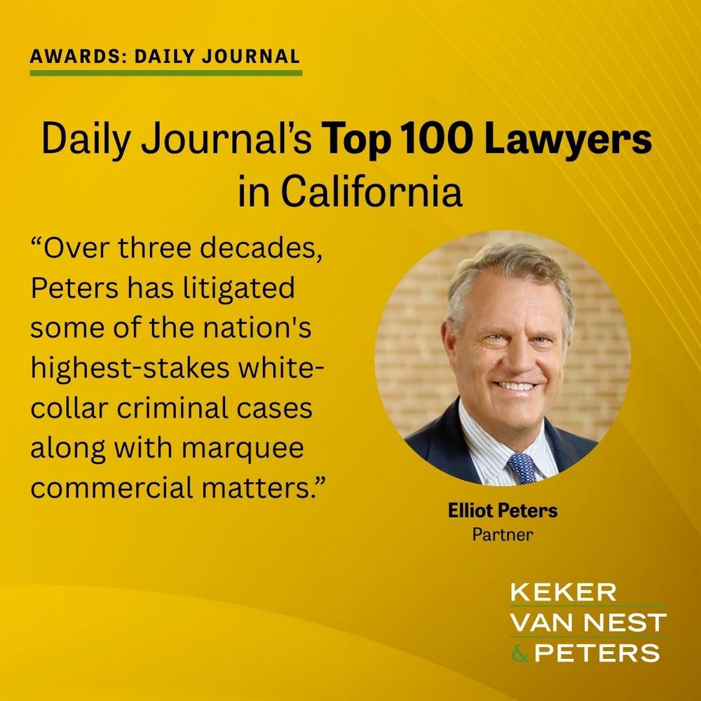 Elliot Peters in the Daily Journal’s 2025 Top 100 Lawyers in California