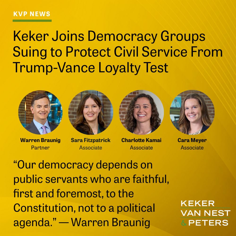 Keker joins democracy groups suing to protect civil service from Trump-Vance loyalty test