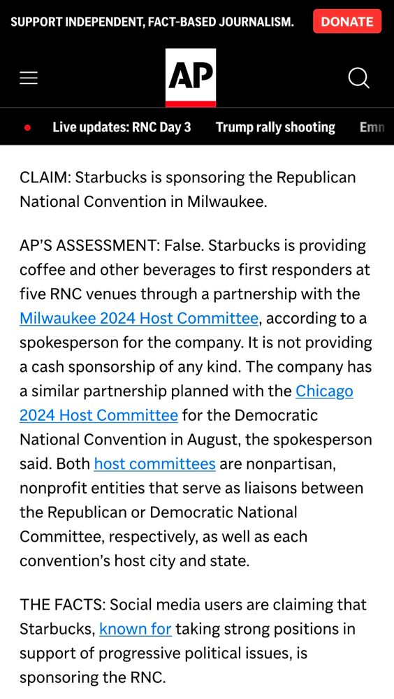 Image is a screen shot of text from the linked AP article