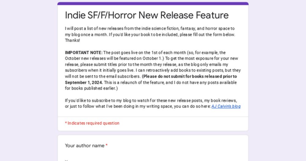 Indie SF/F/Horror New Release Feature