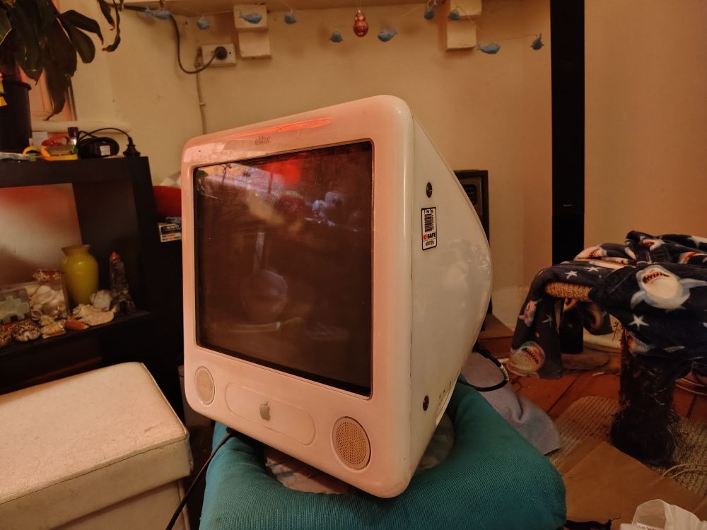 An apple emac, an all in one computer with a 17