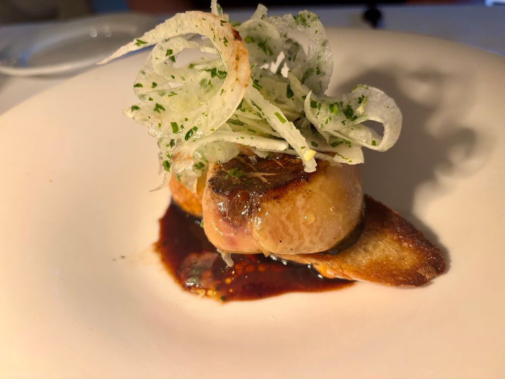 Foie gras on sourdough crostini