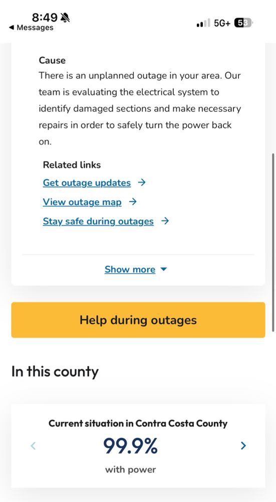 99.9% of my county has power. I do not. 