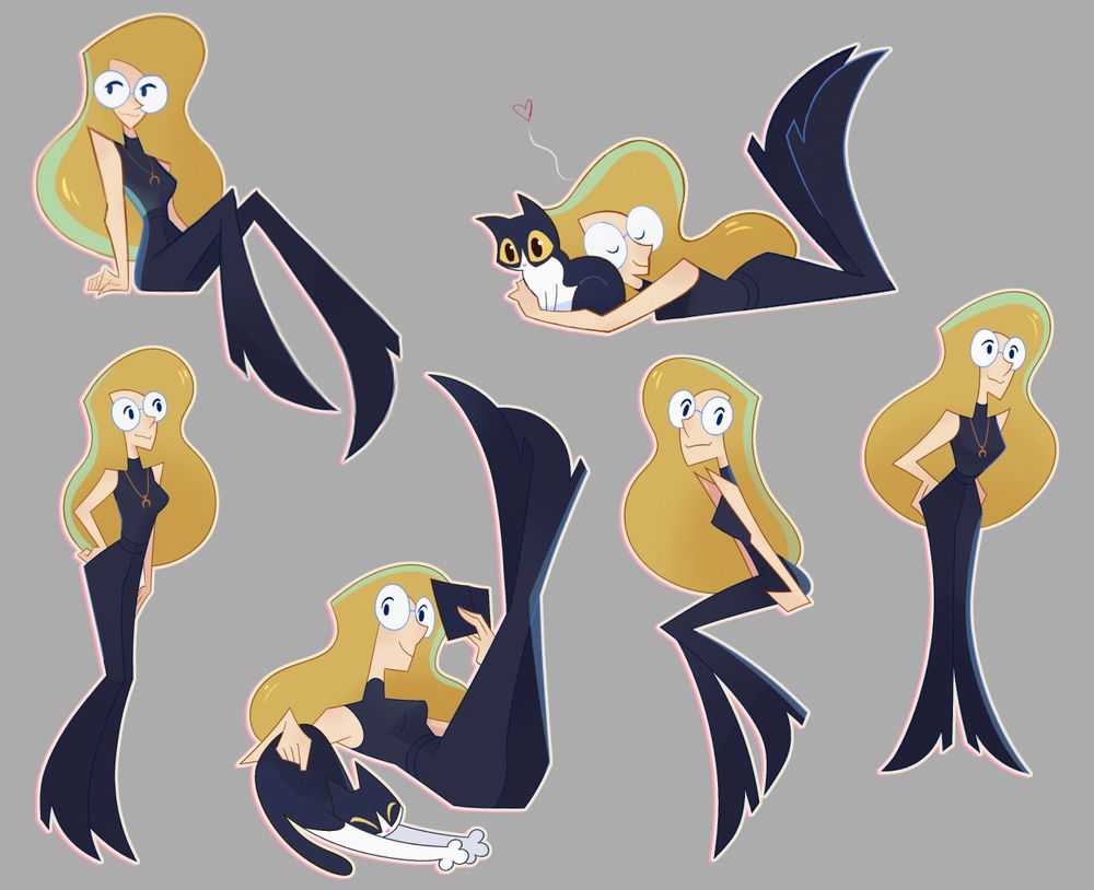 Various drawings of myself in very graphic and pushed shapes