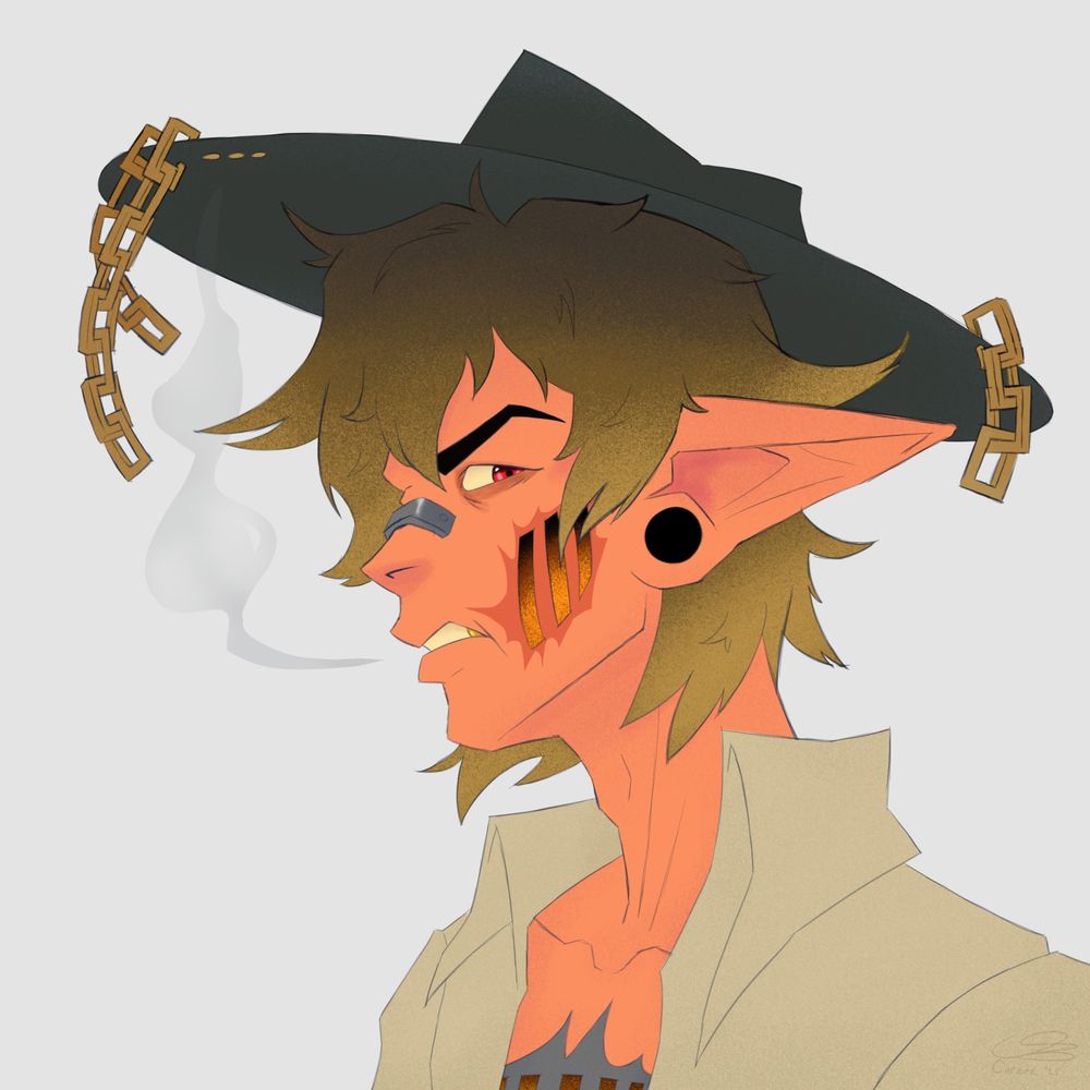 Drawing of Rebeckeronie's character Wick.