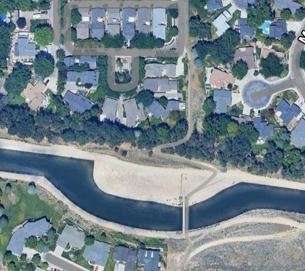 The concrete "plug" structure is still visible from the Aug. 01, 1955, New York Canal failure in Boise, Idaho.