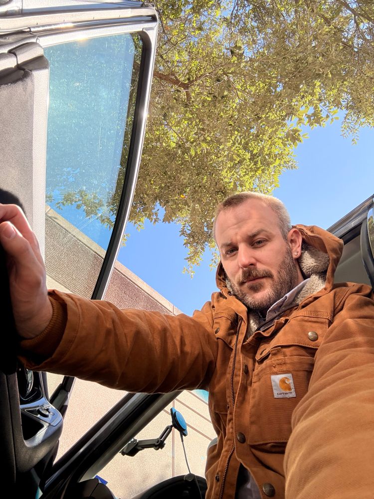Selfie exciting my car w my Carhartt jacket on