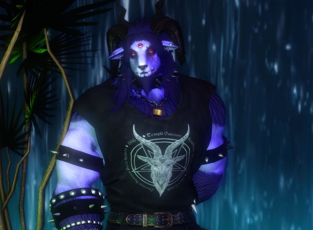 An edgy demon goat posing nonchalantly for his admirers.