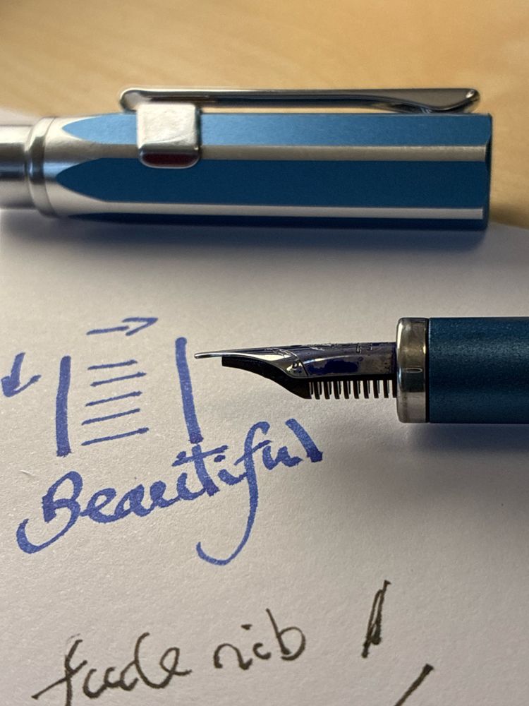 Stub nib from the side. Thin, no tipping.