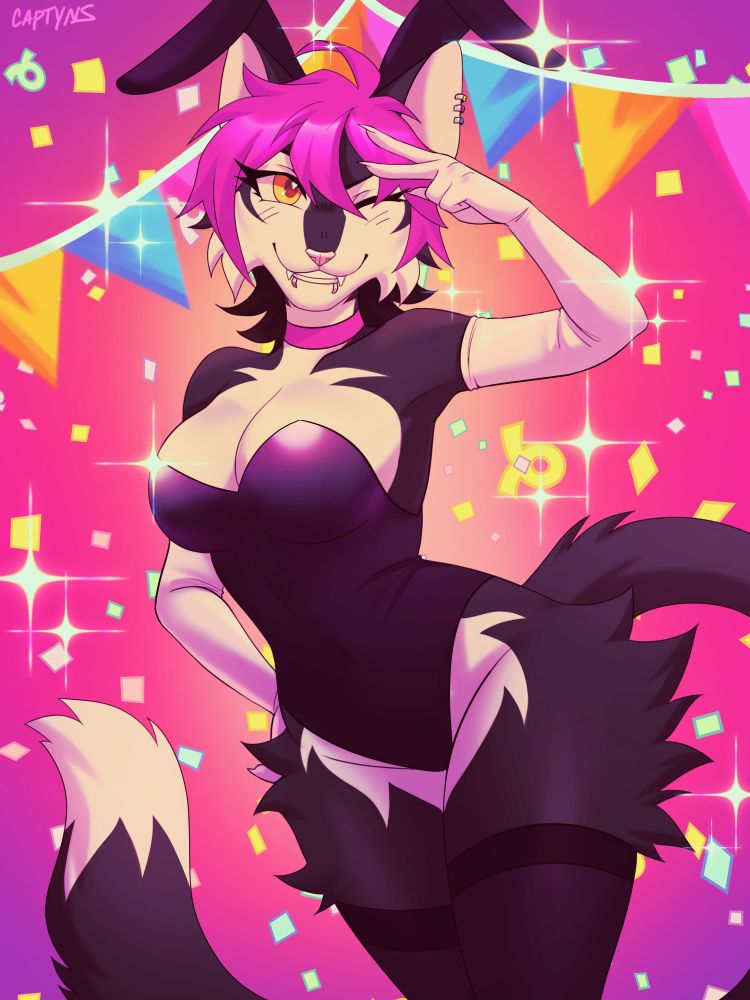 art of an anthro cat dressed in a playboy bunny outfit