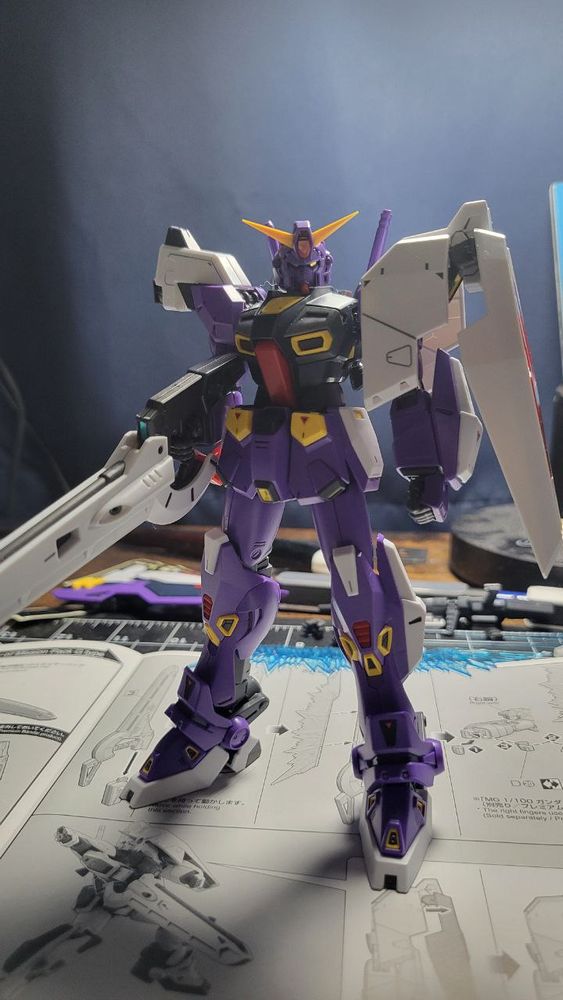 photo of gunpla gundam f90 unit 2 with g type mission pack
