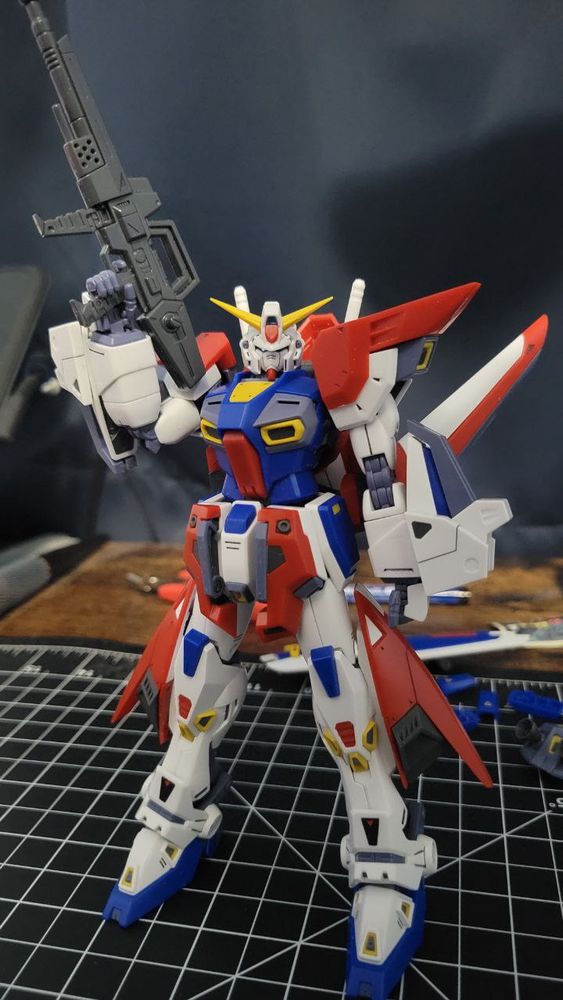 photo of the gunpla kit f90 gundam with w-type packs added on