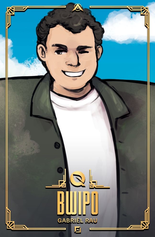 Digital illustration of an esports player B W I P O on FLYQUEST in a photocard