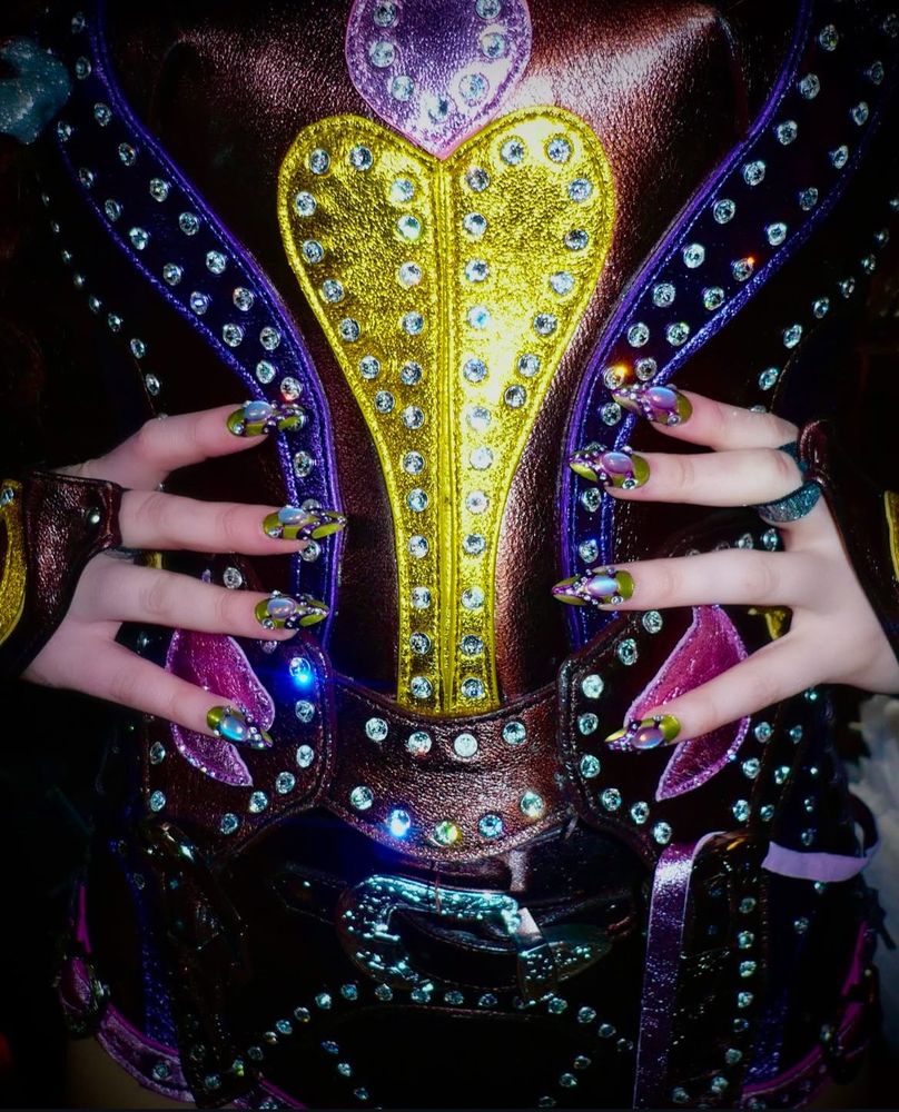 Close up of the bodysuit Chappell Roan wore to the Grammys performance of Pink Pony Club