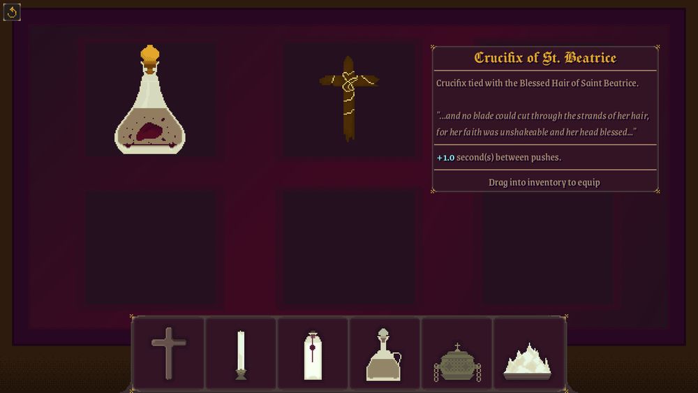 The reliquarium where players can equip different relics.