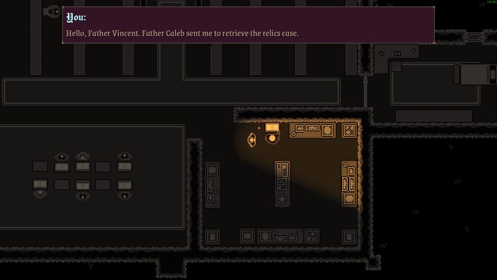 Topdown scene with in game dialogue
