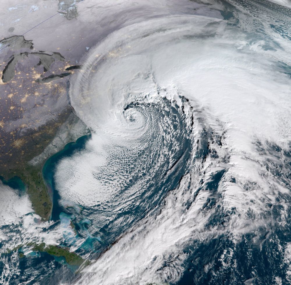 Satellite image of rapidly deepening blizzard off the northeastern United States on January 4, 2018. 
CREDIT: National Oceanic and Atmospheric Administration
