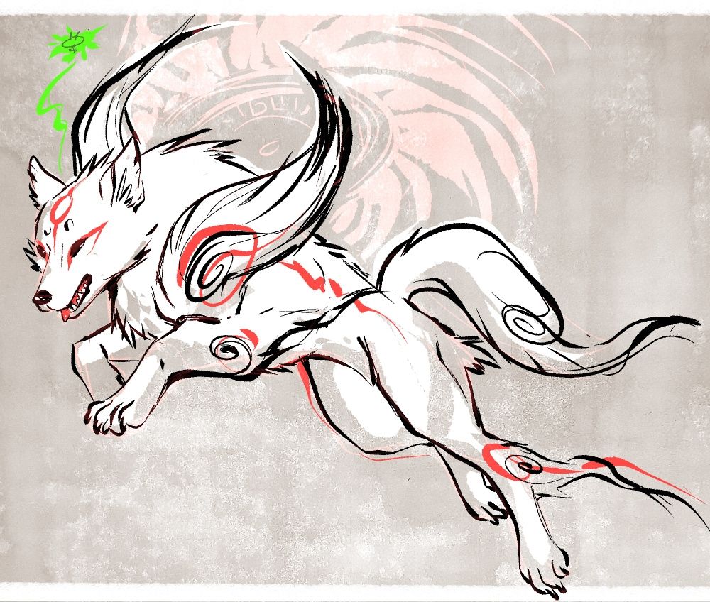 Fanart of okami white wolf 