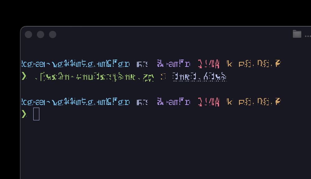 A terminal window with distorted, unreadable characters