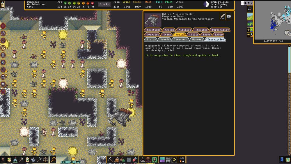 A gigantic alligator composed of vomit.