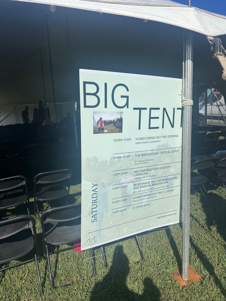 A picture of a homecoming programming sign showing different workshops