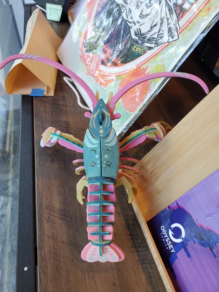 View of top if lobster from inside the store