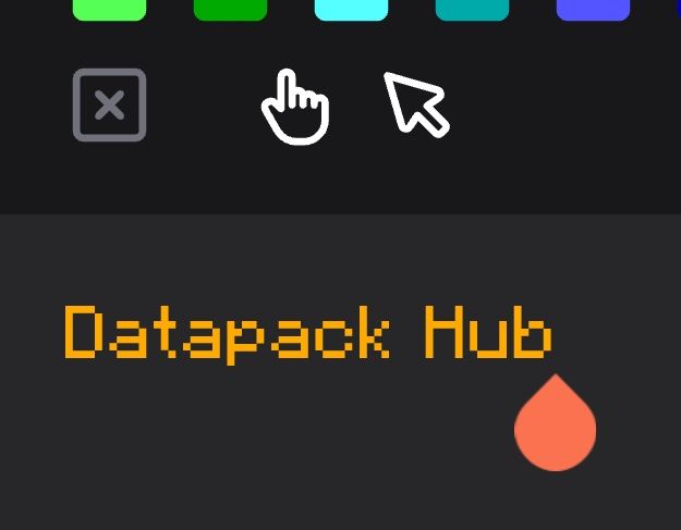 Mystery website with text "datapack hub" written in Minecraft font
