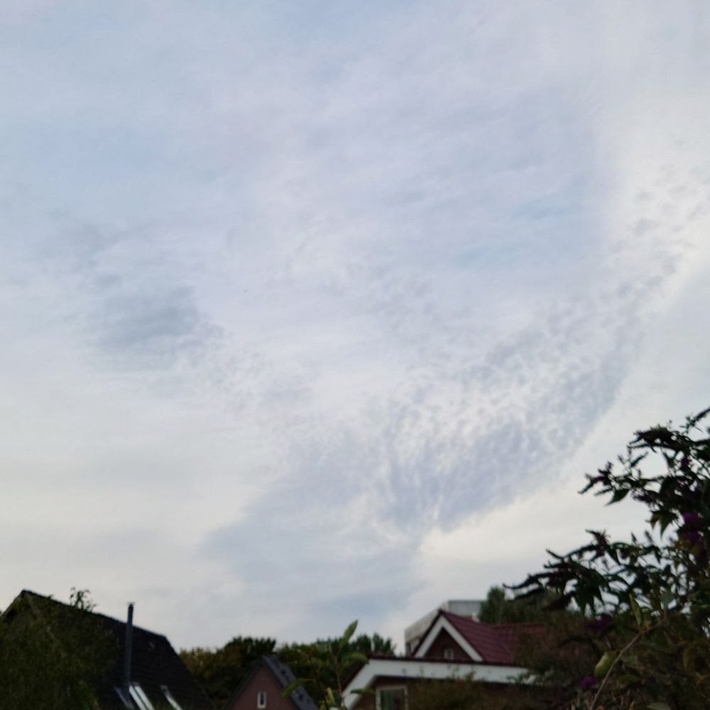 Abendhimmel mit Wolken, die eine Friedenstaube bilden.