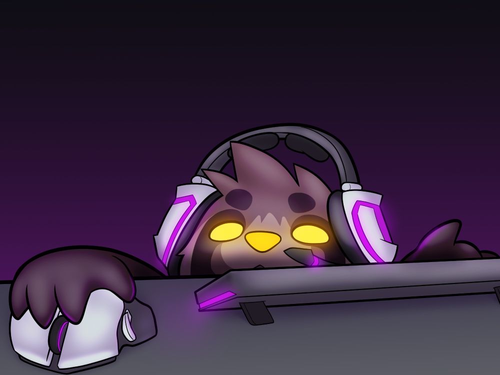 shortie tanuki doing some PC gaming