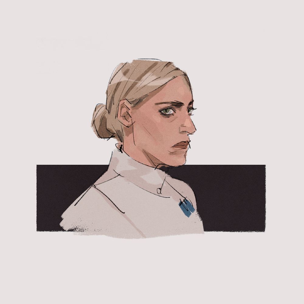 Sketchy coloured bust fanart of Dedra Meero from Andor