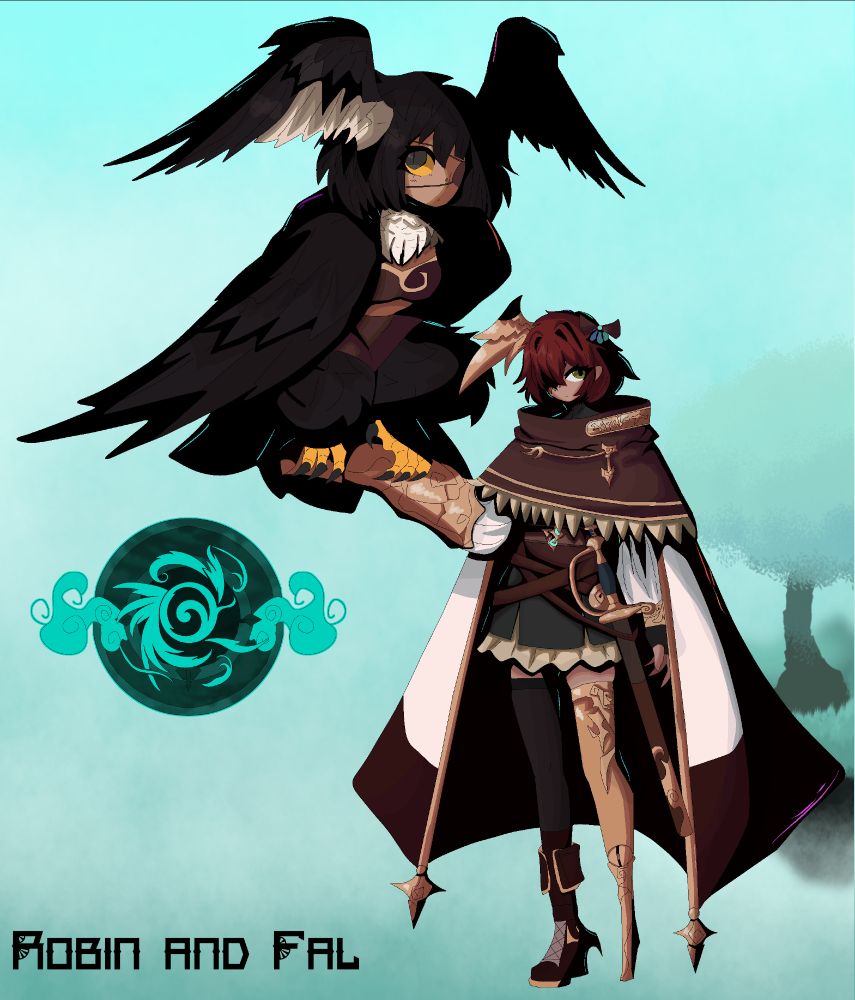Robin and Fal

Element: Air

Human Falconer with Airpunk style with a large falcon harpy on her arm named Fal
