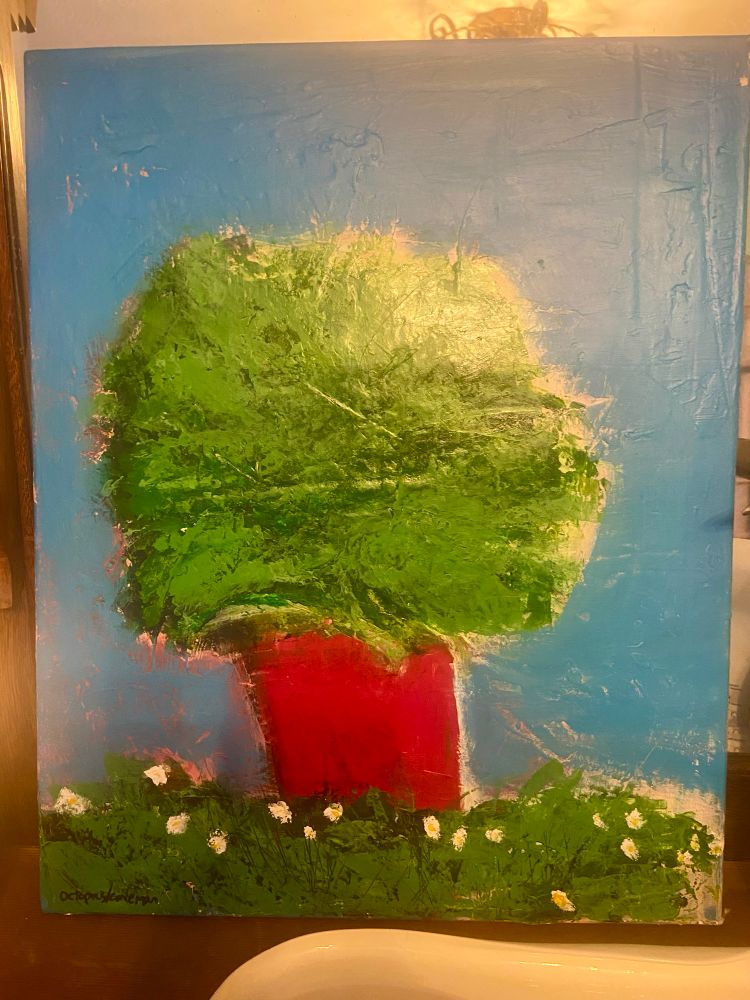 A beautiful painting of a little bush