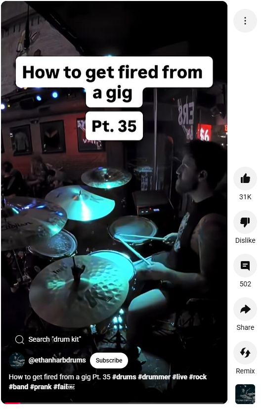 video titled "how to get fired from a gig pt. 35"