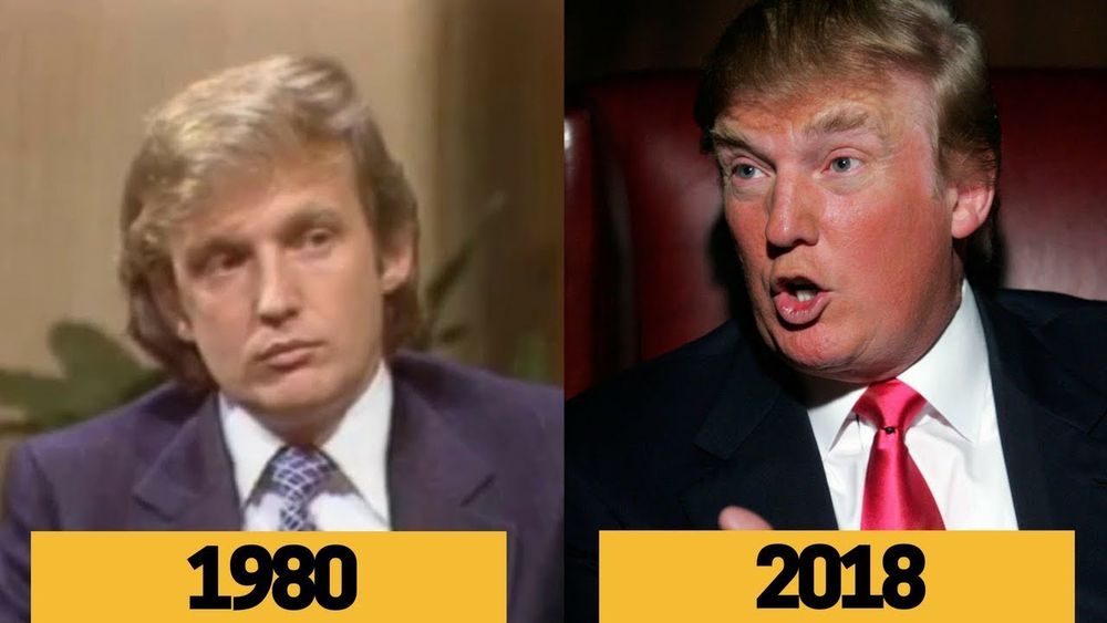Diptych of Trump in 1980 and 2018