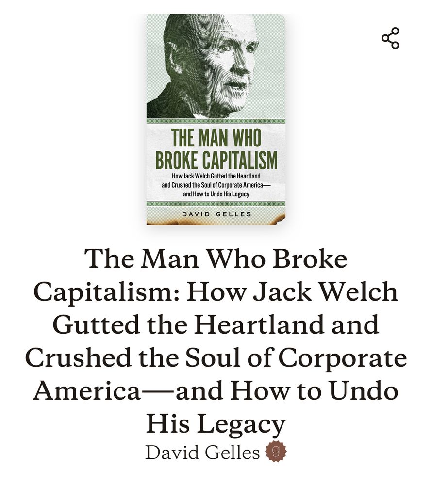 Book Cover ‘The Man Who Broke Capitalism: Jack Welch’ 