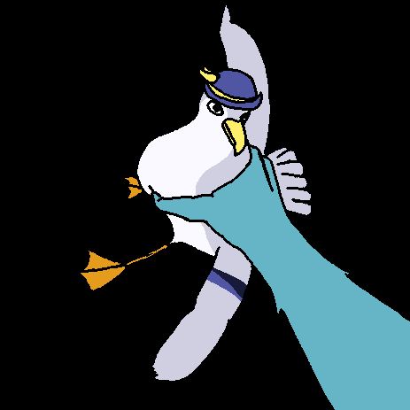 dandyfloss holding the nefarious seagull frederick