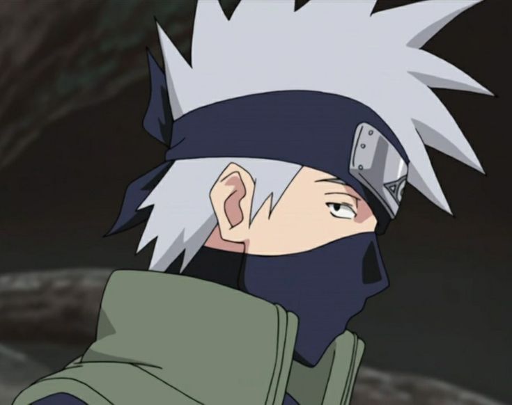 Kakashi side profile where he is looking a towards his back