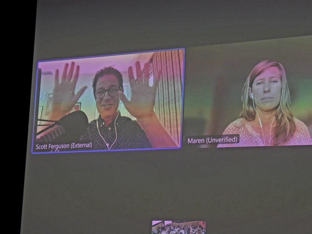 Panelists Scott Ferguson and Maren Poitras during the Q&A