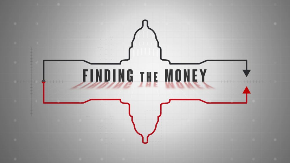 Finding the Money film title surrounded by red and black lines evoking both the sectoral balances diagram and the US capitol building