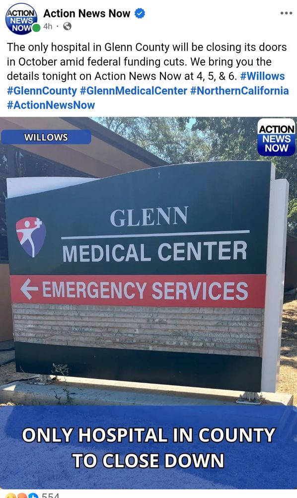 Only hospital in red county closes due to funding.