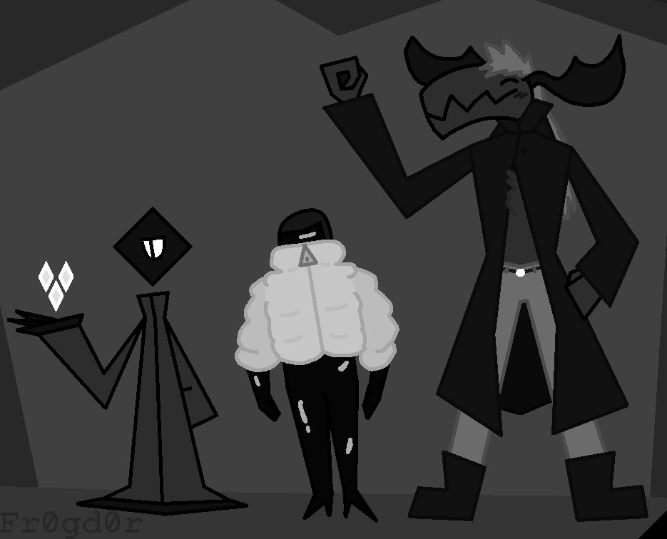 the very first time Prisma, Bea, and Clara were ever drawn, from 2020