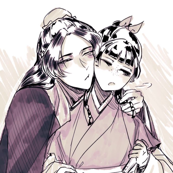 A sketch of the Apothecary Diaries' Jinshi and Maomao.
