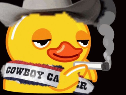 Rubber ducky with cigarette wearing cowboy hat with Cowboy Carter sash