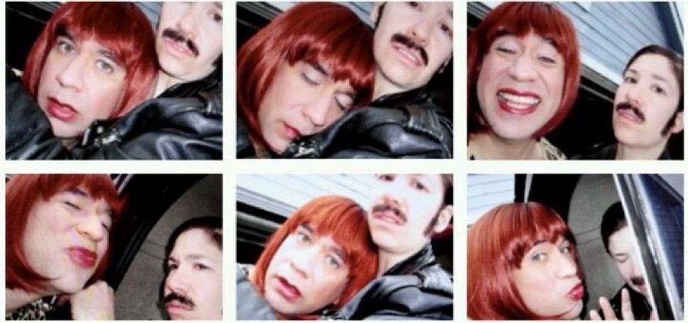 a series of photos of Fred Armisen and Carrie Brownstein in drag from Portlandia 