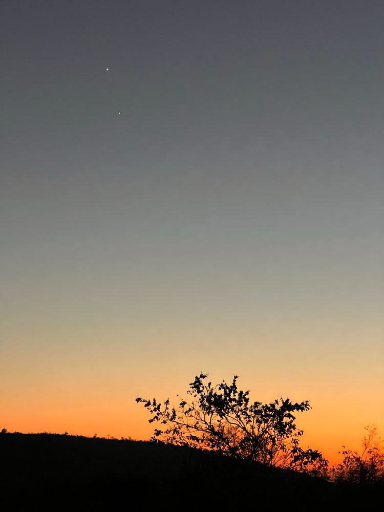 Venus and Jupiter in a sunrise gradient sky 